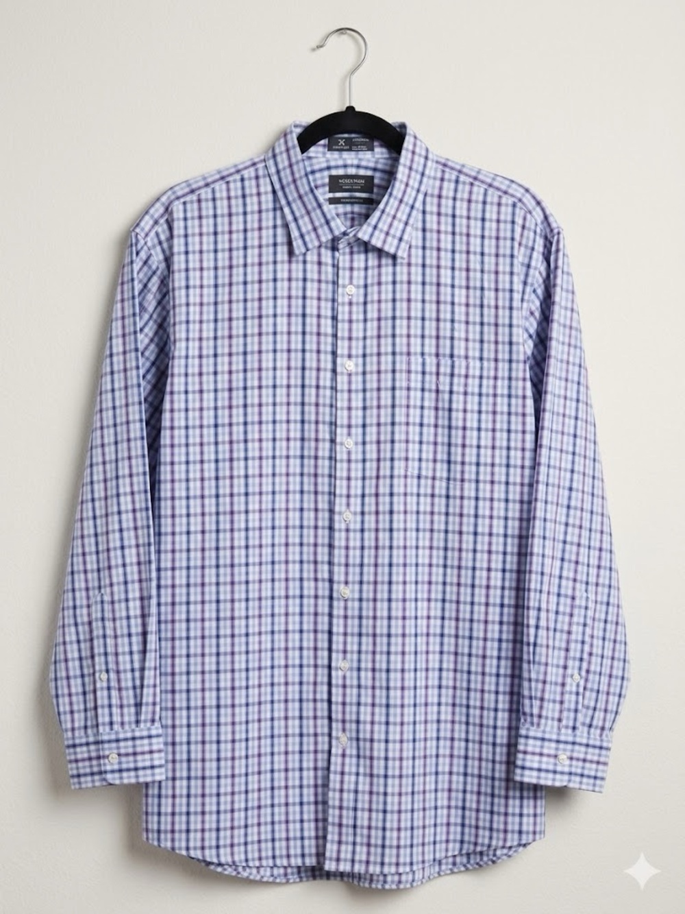 EUC Nordstrom Light Purple and White Plaid Dress Shirt